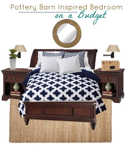 Pottery Barn Inspired Bedroom On A Budget Using Navy Blue